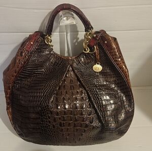 Brahmin Croc-Embossed Leather Shoulder Bag – Large, Limited Edition
